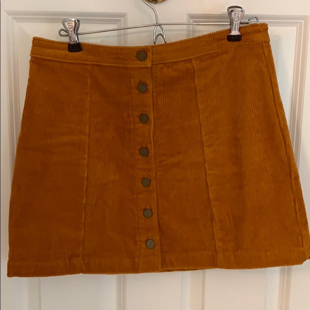 Caramel Button Down Corduroy Mini Skirt
